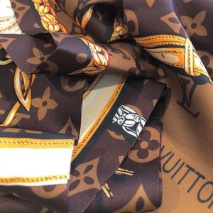 Silk LV Monogram Confidential Bandeau brown